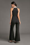 Black Halterneck Flared Jumpsuit