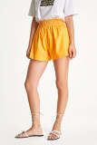 Orange Elastic Waist A-Line Wide Leg Shorts
