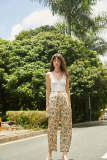 Multicolor Printed Straight Leg High Rise Pants