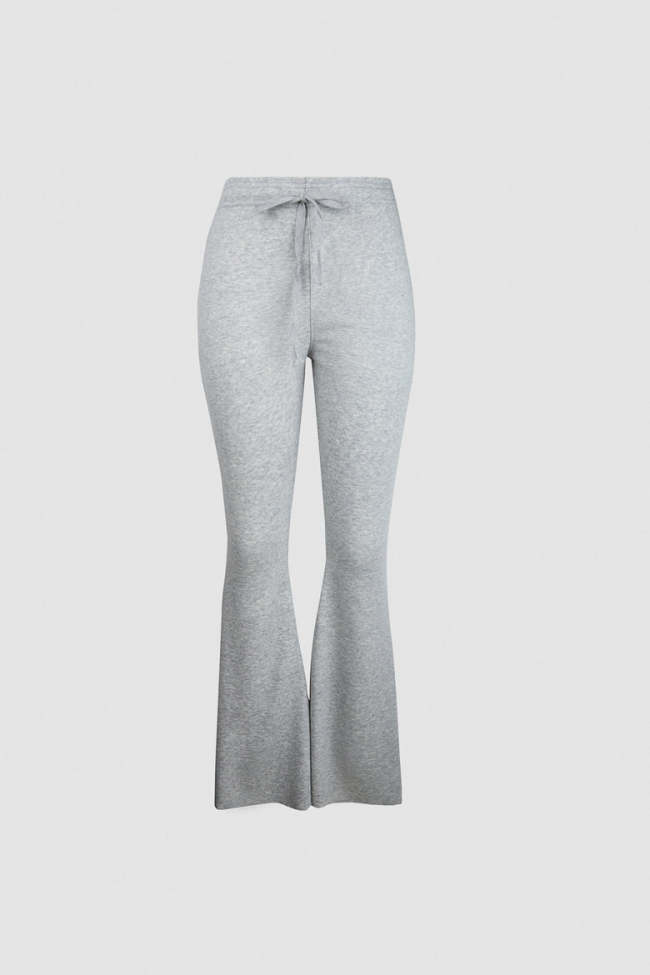 Light Grey Drawstring Waist Flared Sweatpants