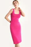 Hot Pink Knitted Tank Midi Dress