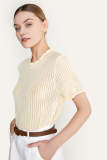 Light Yellow Frill Hem Knit Crop Top