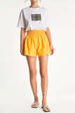Orange Elastic Waist A-Line Wide Leg Shorts