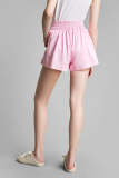 Pink Elastic Waist A-Line Wide Leg Shorts
