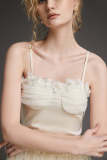 Beige Floral Applique Detail Cropped Cami Top