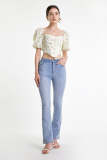 Light Blue Wash Flared High Rise Jeans
