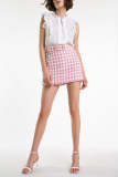 Pink Tweed Plaid A-Line Skort