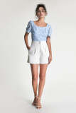 Light Sky Blue Floral Applique Crop Top