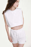 White High Neck Cropped Tank Top