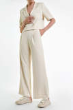 Ivory High Rise Wide Leg Suit Pants