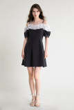 Dim Grey Off-the-Shoulder Ruffled Mini Dress