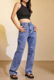 Royal Blue Straight Leg Jeans