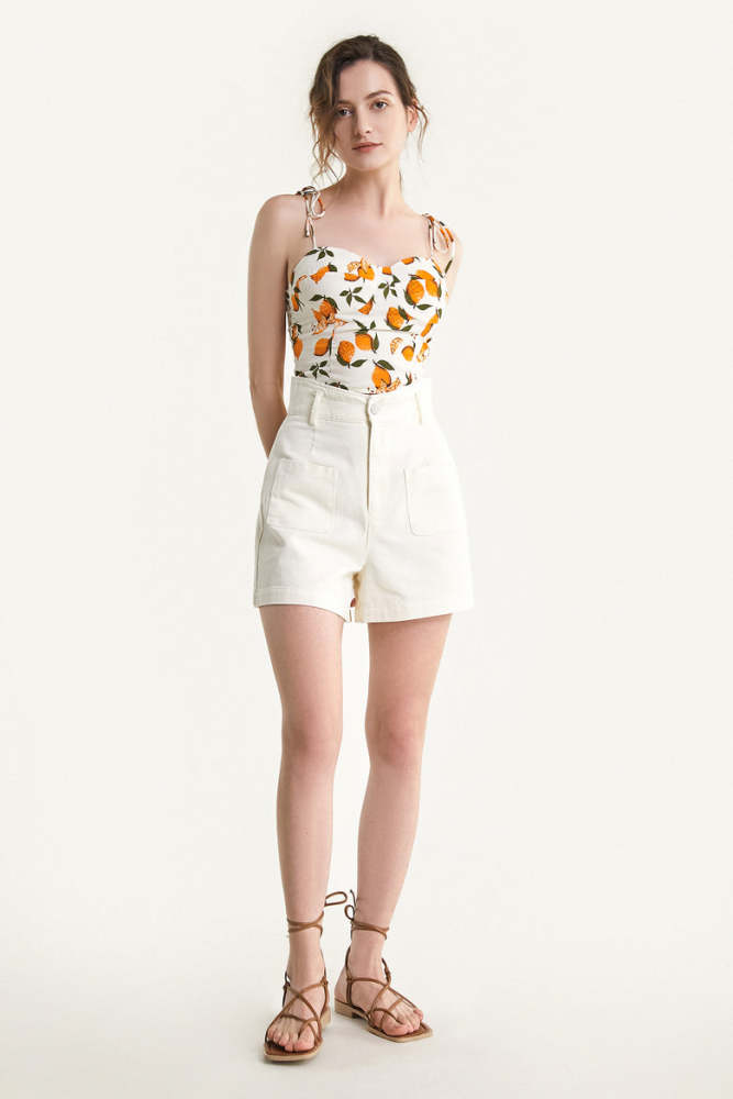 White Belted High Rise A-Line Pocket Detail Shorts