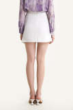 White Asymmetric Hem Draped Mini Skirt