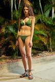 Dark Green Ribbed O Ring Bikini Set
