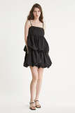 Black Tiered Puffball Mini Dress