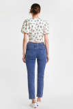 Medium Blue Wash High Rise Straight Leg Crop Jeans