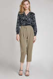 Dark Khaki Half Elastic Waist Suit Pants
