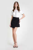 Black Asymmetric Wrap Front Mini Skirt
