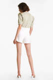 Dark Sea Green Ruffle-Trimmed Scallop-Edge Knit Top