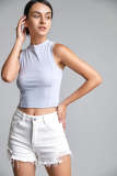 Light Blue Seam Detail Racer Tank Top