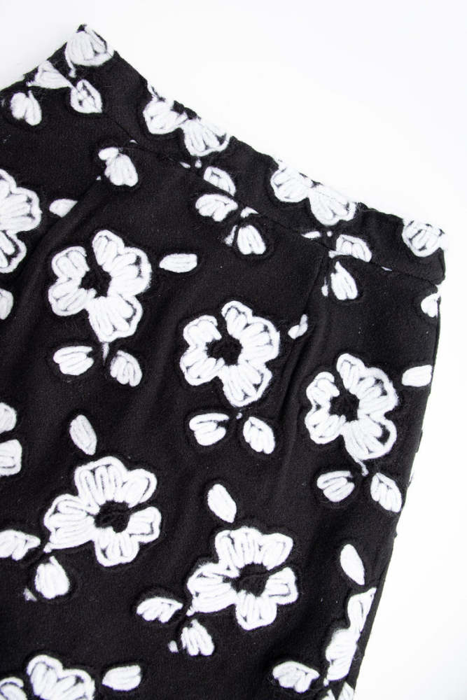 Black Embroidery A-Line Skirt