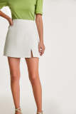 Ivory High Rise A-Line Slit Hem Mini Skirt
