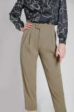 Dark Khaki Half Elastic Waist Suit Pants