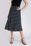 Black Polka Dot High Waist Midi Skirt
