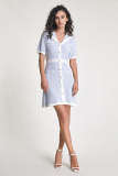 Light Blue Sailor Collar Button Front Pocket Detail Knitted Mini Dress