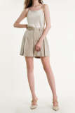 Old Lace Satin Pleated Front A-Line Shorts