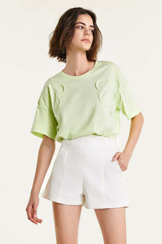 Yellow Green Seam Detail Cotton T-shirt
