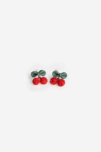 Crimson Cherry Stud Earrings