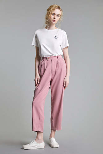 Pink High Rise Tapered Baggy Jeans