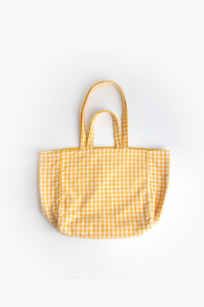Gold Gingham Tote Bag
