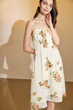 Ivory Square Neck Floral Midi Dress