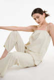 Beige Linen-Blend Cami Top