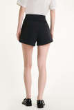 Flash Sale                Black High Rise Suit Shorts With Buckle