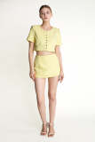 Lemon Chiffon High Rise Tweed Skort