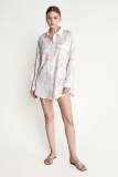 White Floral Print Flap Pocket Detail Oversized Shirt