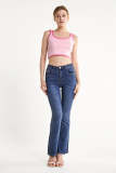 Pink Contrast Trim Ribbed Cropped Tank Top