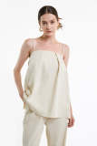 Beige Linen-Blend Cami Top