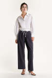 Dim Grey Side Stripe Tie Detail Pants