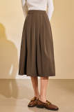 Sienna Half-Elastic Waist Pleated Midi Skirt