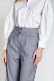 Grey High-Waisted Full Length Suit Pants