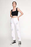 White Tie Dye High Rise Straight Leg Jeans