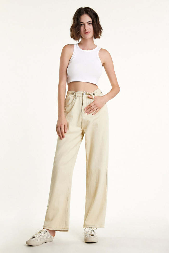 White Rib Racer Neck Cropped Tank Top