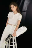 White High Rise Long Leg Straight Leg Jeans