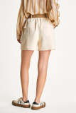 Tan Belted Elastic Waist Wide Leg Shorts