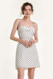 Flash Sale                White Polka Dot Tie Strap Bustier Mini Dress
